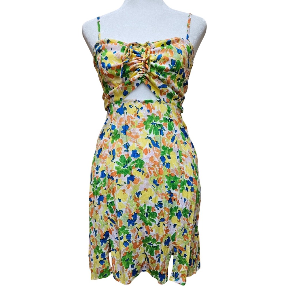 Sky To Moon Spaghetti Strap Cut Out‎ Floral Mini Dress Size Small